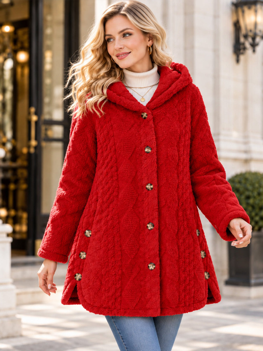 MATILDE | Chaqueta Cálida con Capucha y Botones