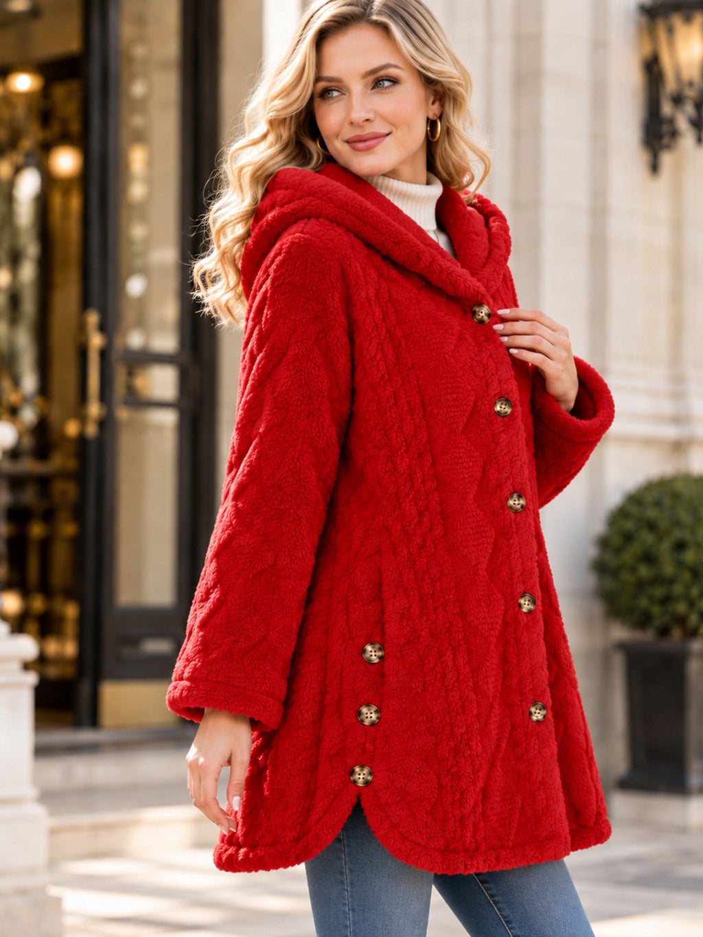 MATILDE | Chaqueta Cálida con Capucha y Botones
