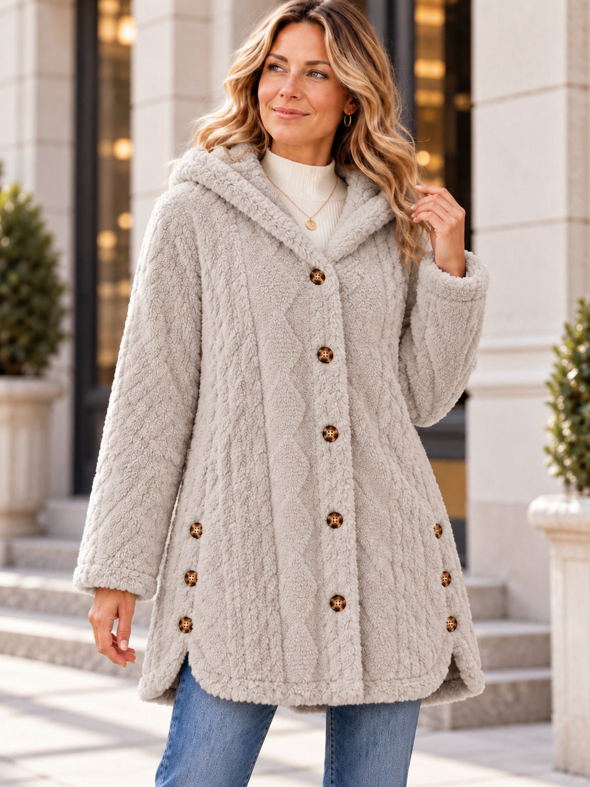 MATILDE | Chaqueta Cálida con Capucha y Botones