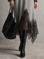 PALOMA | Vestido Midi de Punto Suave con Detalle de Encaje