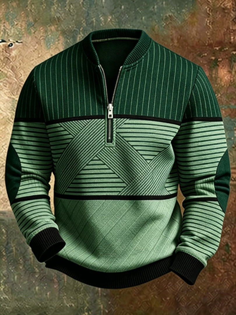VICTOR | Jersey de punto para hombre con cuello de media cremallera