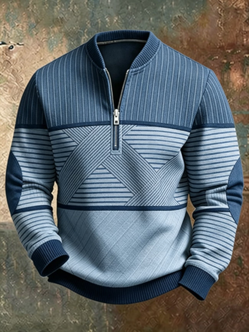VICTOR | Jersey de punto para hombre con cuello de media cremallera