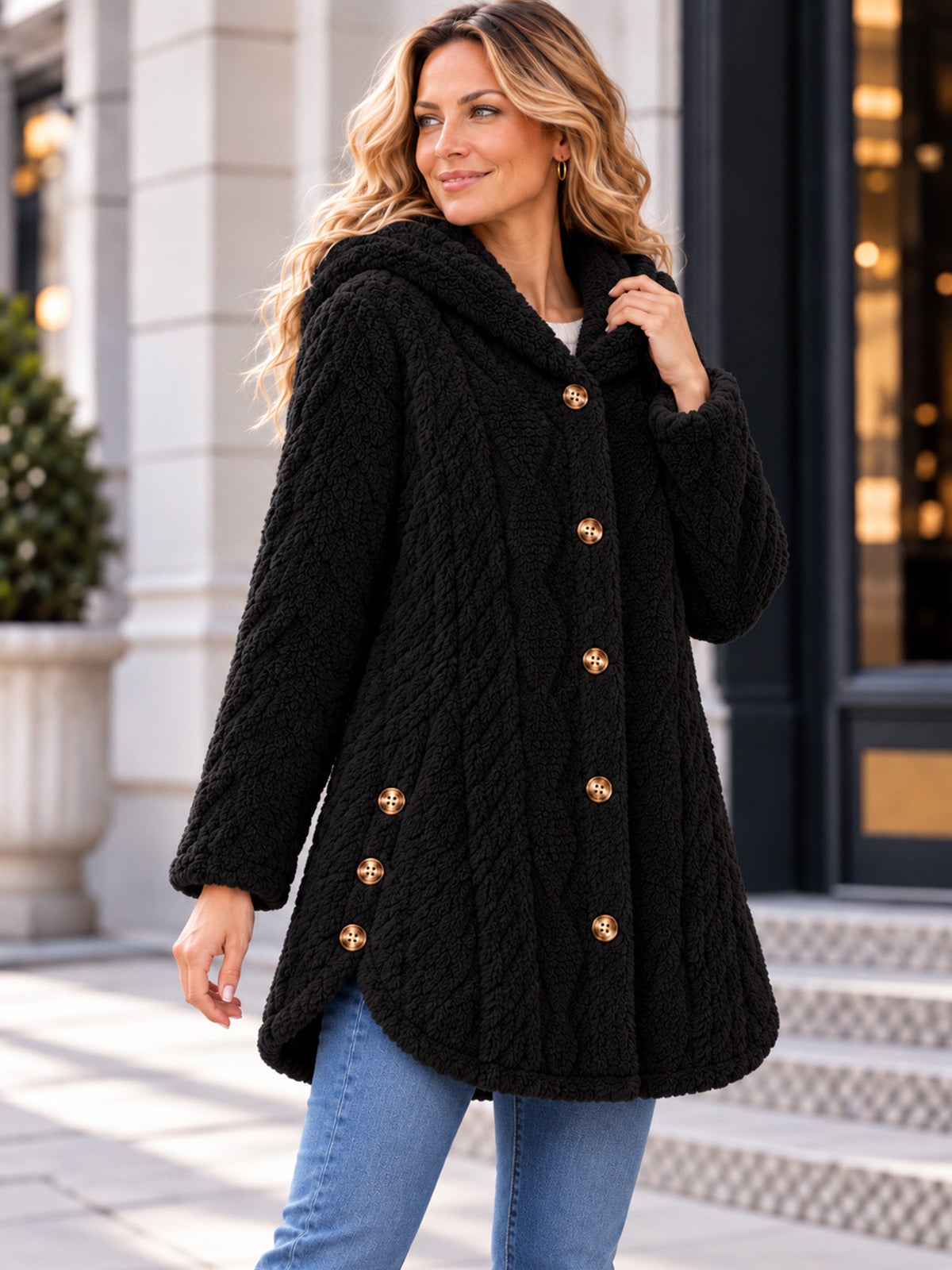 MATILDE | Chaqueta Cálida con Capucha y Botones