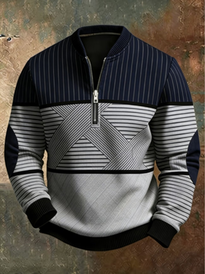 VICTOR | Jersey de punto para hombre con cuello de media cremallera