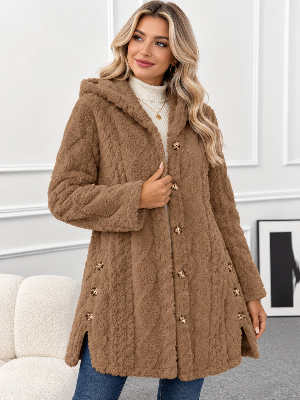 MATILDE | Chaqueta Cálida con Capucha y Botones
