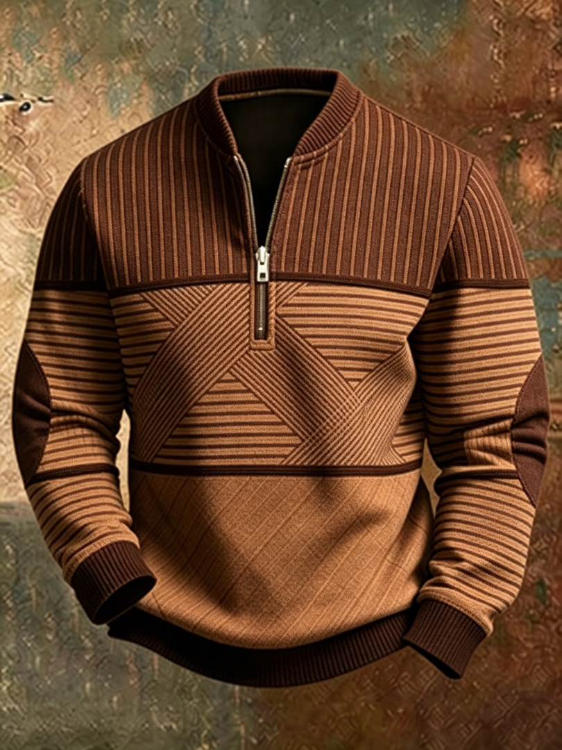 VICTOR | Jersey de punto para hombre con cuello de media cremallera