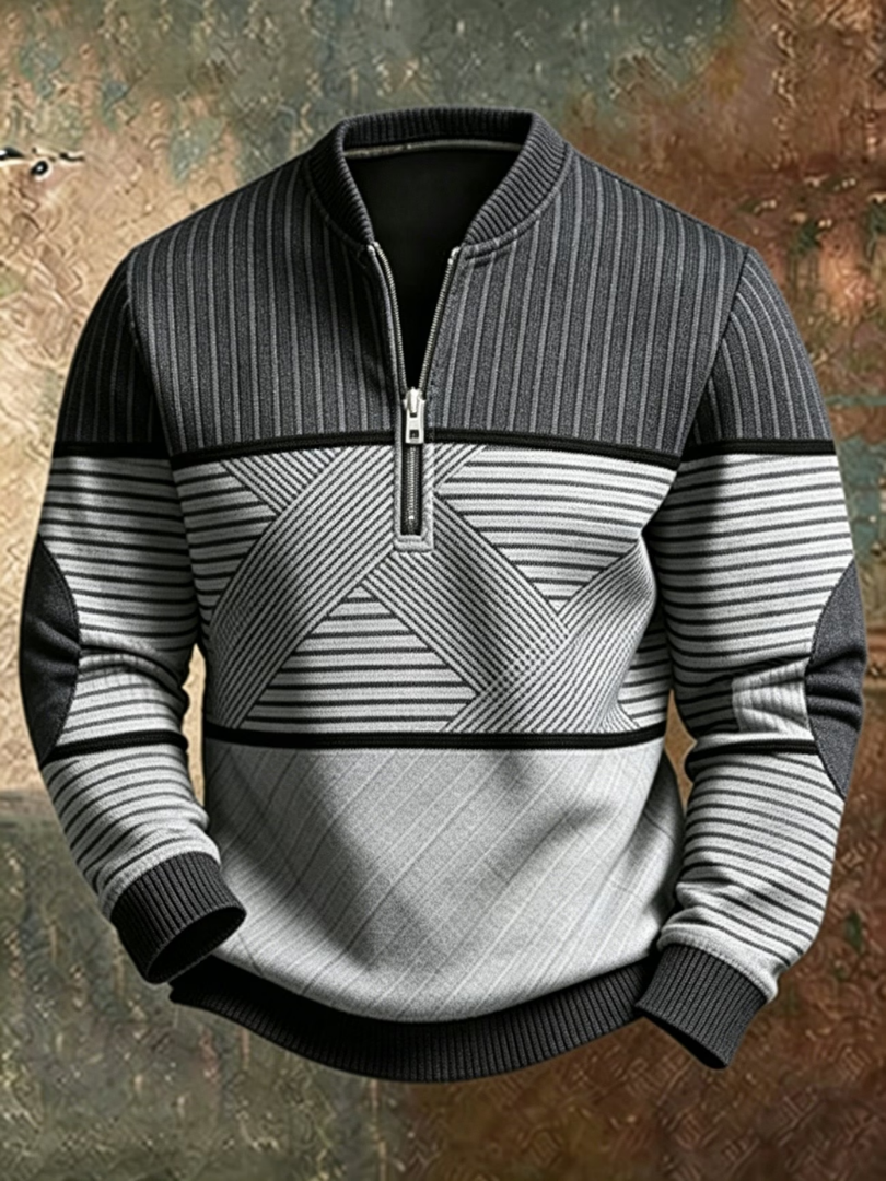 VICTOR | Jersey de punto para hombre con cuello de media cremallera