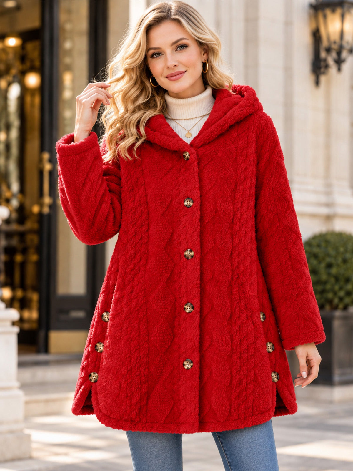 MATILDE | Chaqueta Cálida con Capucha y Botones