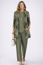 CATALINA | Conjunto Elegante de 3 Piezas con Chaqueta Estampada