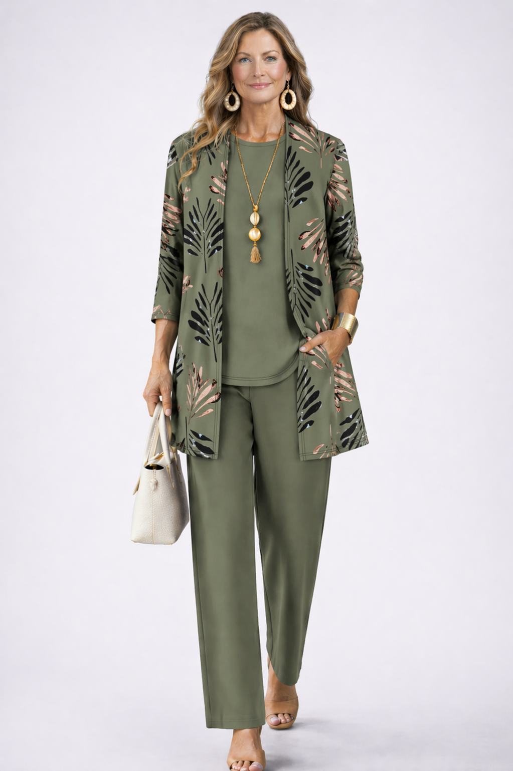 CATALINA | Conjunto Elegante de 3 Piezas con Chaqueta Estampada