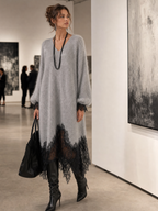PALOMA | Vestido Midi de Punto Suave con Detalle de Encaje