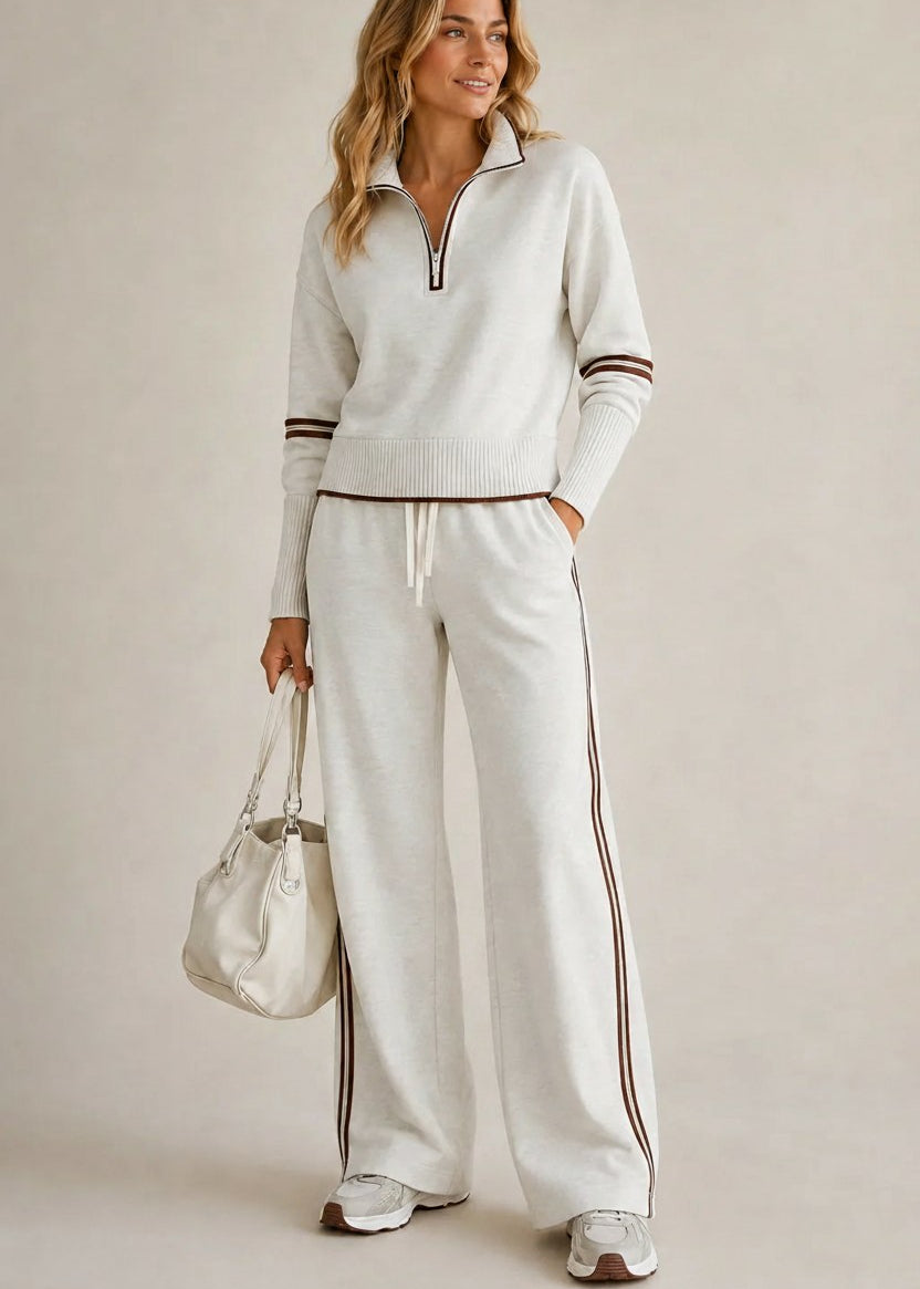 VIOLETA | Jersey con media cremallera y pantalones, talla grande