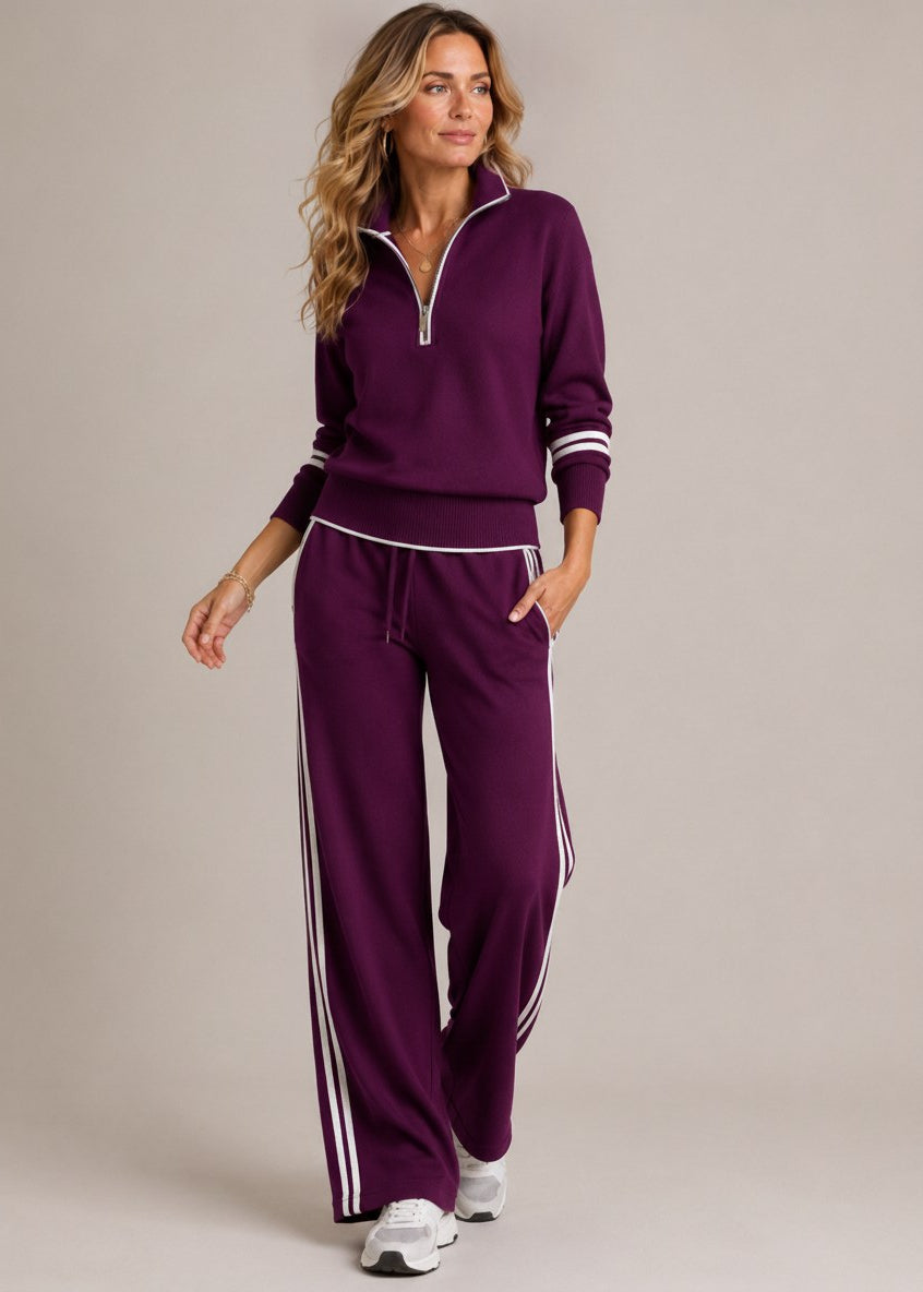 VIOLETA | Jersey con media cremallera y pantalones, talla grande
